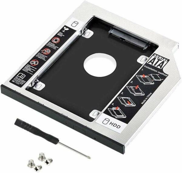 isque Dur Caddy, Adaptateur de Caddy Disque Dur, Support de Mémoires SSD HDD 9.5 mm SATA vers SATA pour HP Dell Acer ASUS Lenovo Ordinateurs Portables