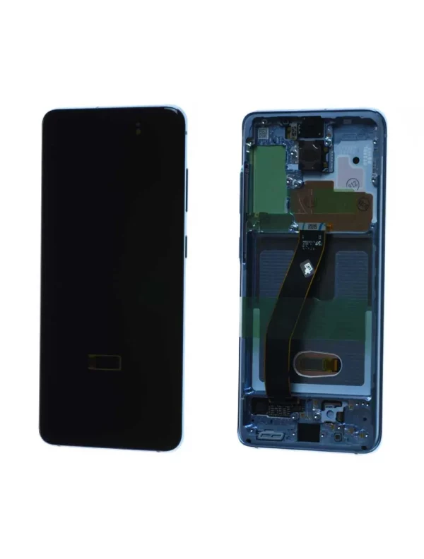 Écran Samsung Galaxy S20 4G (G980F) / S20 5G (G981B) Bleu + Châssis Origine