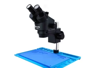 Microscope Trinoculaire avec socle aluminium et tapis silicone Relife RL-M3T+SS-004N Bleu